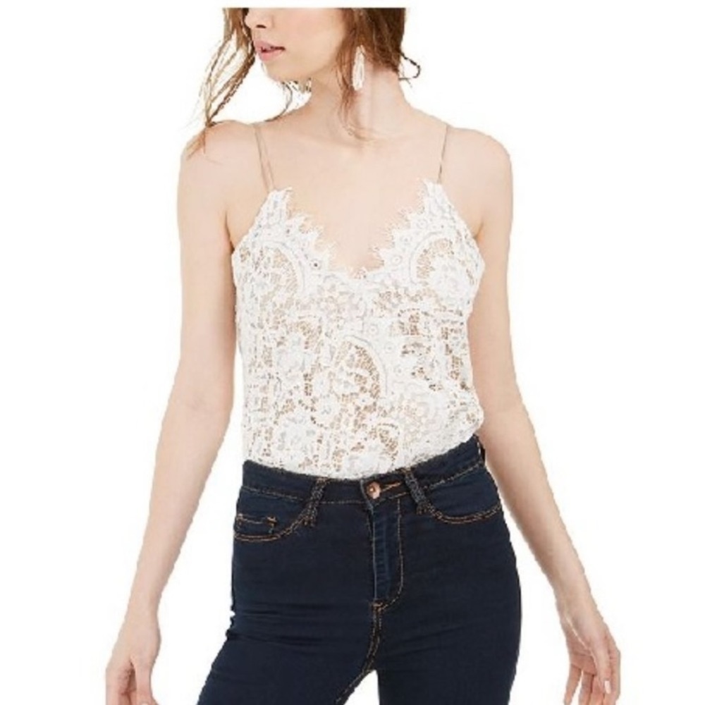NEW Leyden White Embroidered Lace Cami Bodysuit